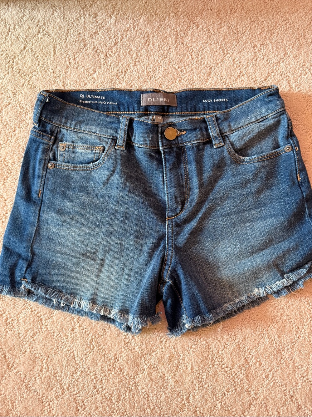 DL1961 Lucy Jean Shorts in Blue Wash